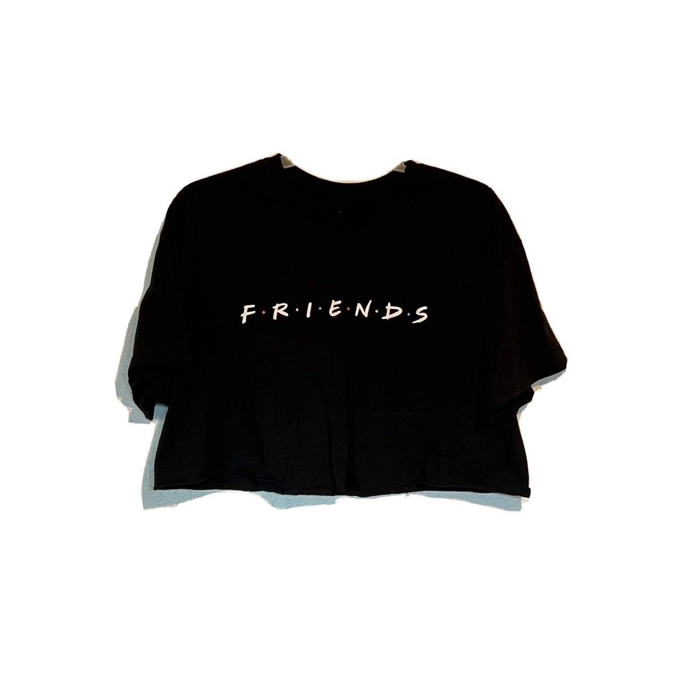 friends womens cropped tshirt size XL‎ black spell out Bo